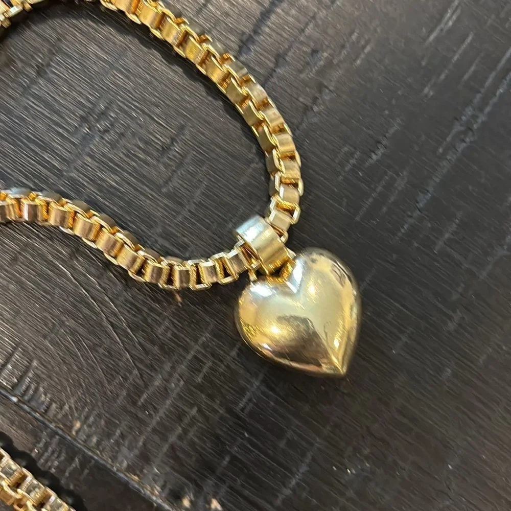 SUGARFIX by BaubleBar Puffy Heart Pendant Necklace - Gold Tone Rhinestone​